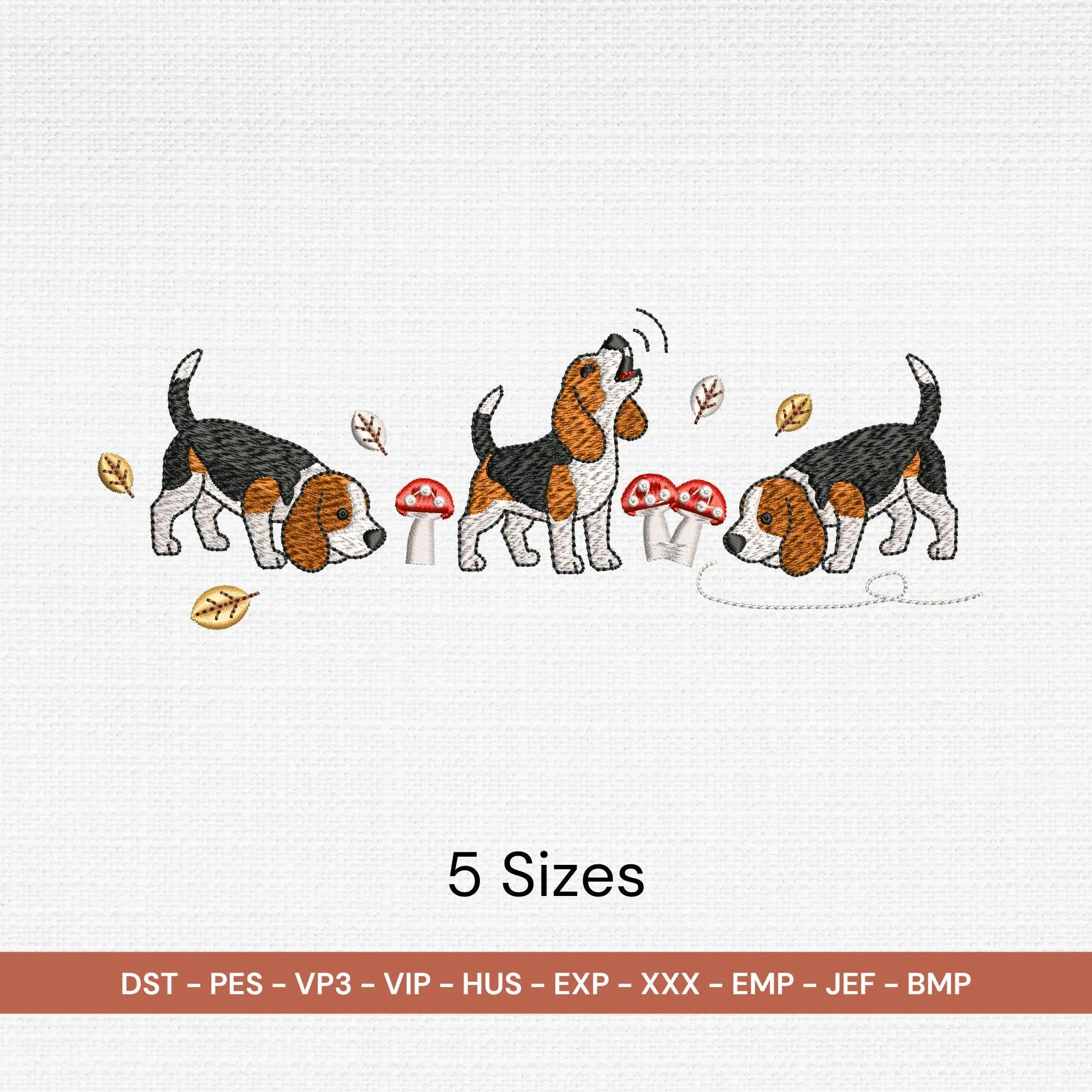 Baying Beagle Dog Embroidery Design | Machine Files, Hunting Dog PES DST File, 5 Sizes - ReadTee