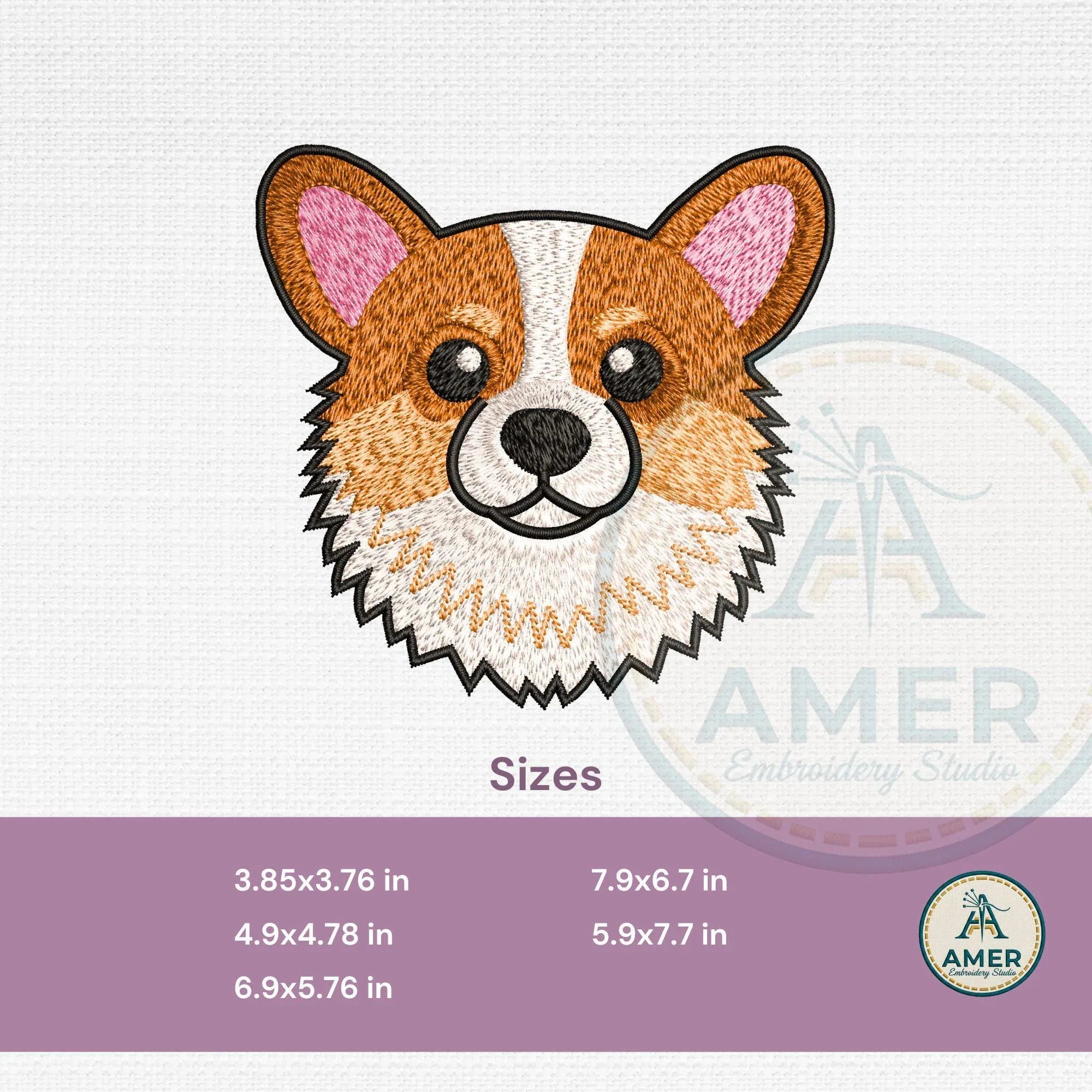 Pembroke Welsh Corgi Embroidery, Dog Face Pattern, Machine Embroidery Design, 5 Sizes, Instant Download PES DST JEF, Puppy Lover - ReadTee