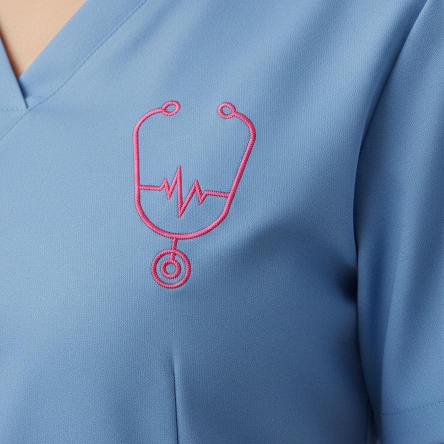 Stethoscope Heartbeat Outline Embroidery, Nurse Mini Design, Medical Line Art Machine Embroidery File, 3 Sizes, Instant Download PES DST JEF - ReadTee