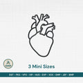 Anatomical Heart Line Art Embroidery, Medical Outline Design, Mini Machine Embroidery File, 3 Sizes, Instant Download PES DST JEF - ReadTee