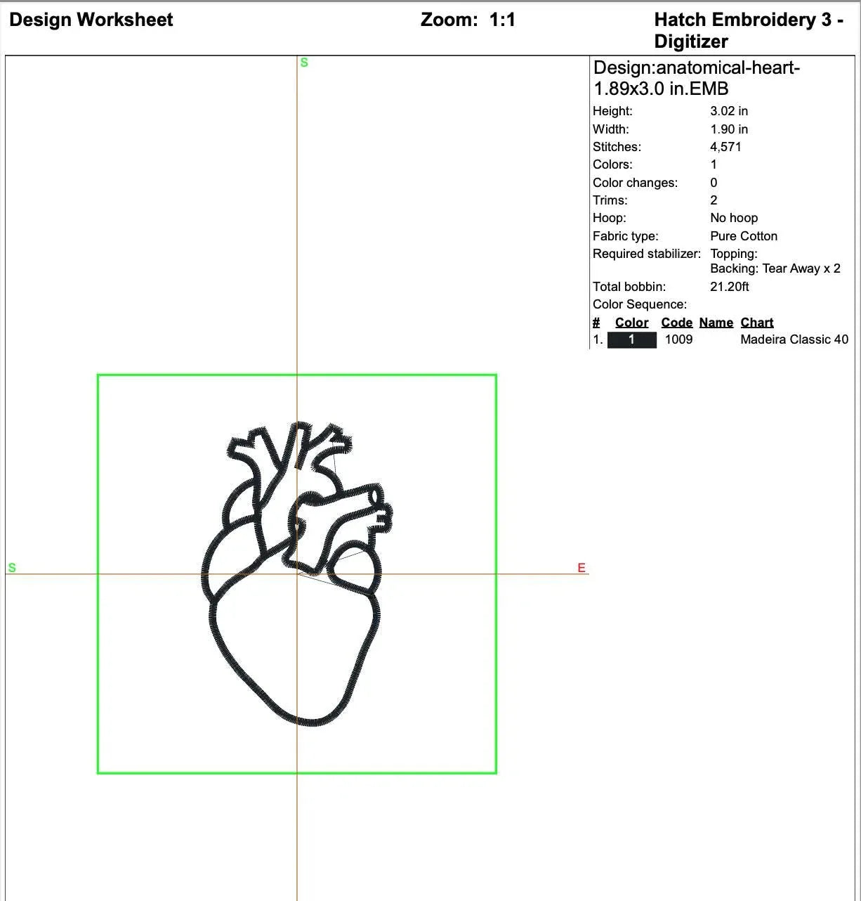 Anatomical Heart Line Art Embroidery, Medical Outline Design, Mini Machine Embroidery File, 3 Sizes, Instant Download PES DST JEF - ReadTee