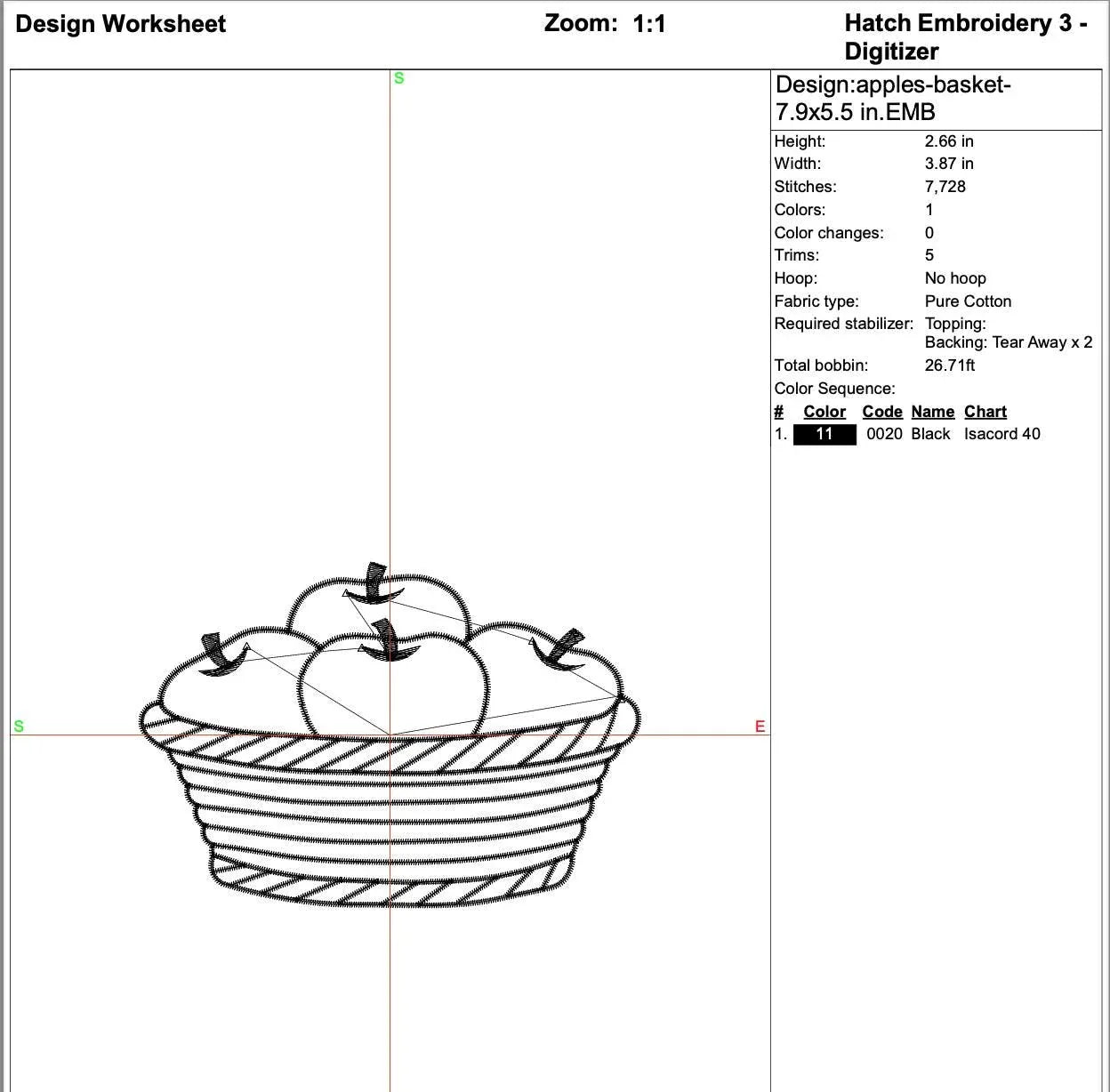 Apple Basket Outline Embroidery Design, Farmhouse Kitchen Fruit Pattern, Fall Harvest Redwork, Minimalist Sketch, 5 Sizes Instant Download - ReadTee