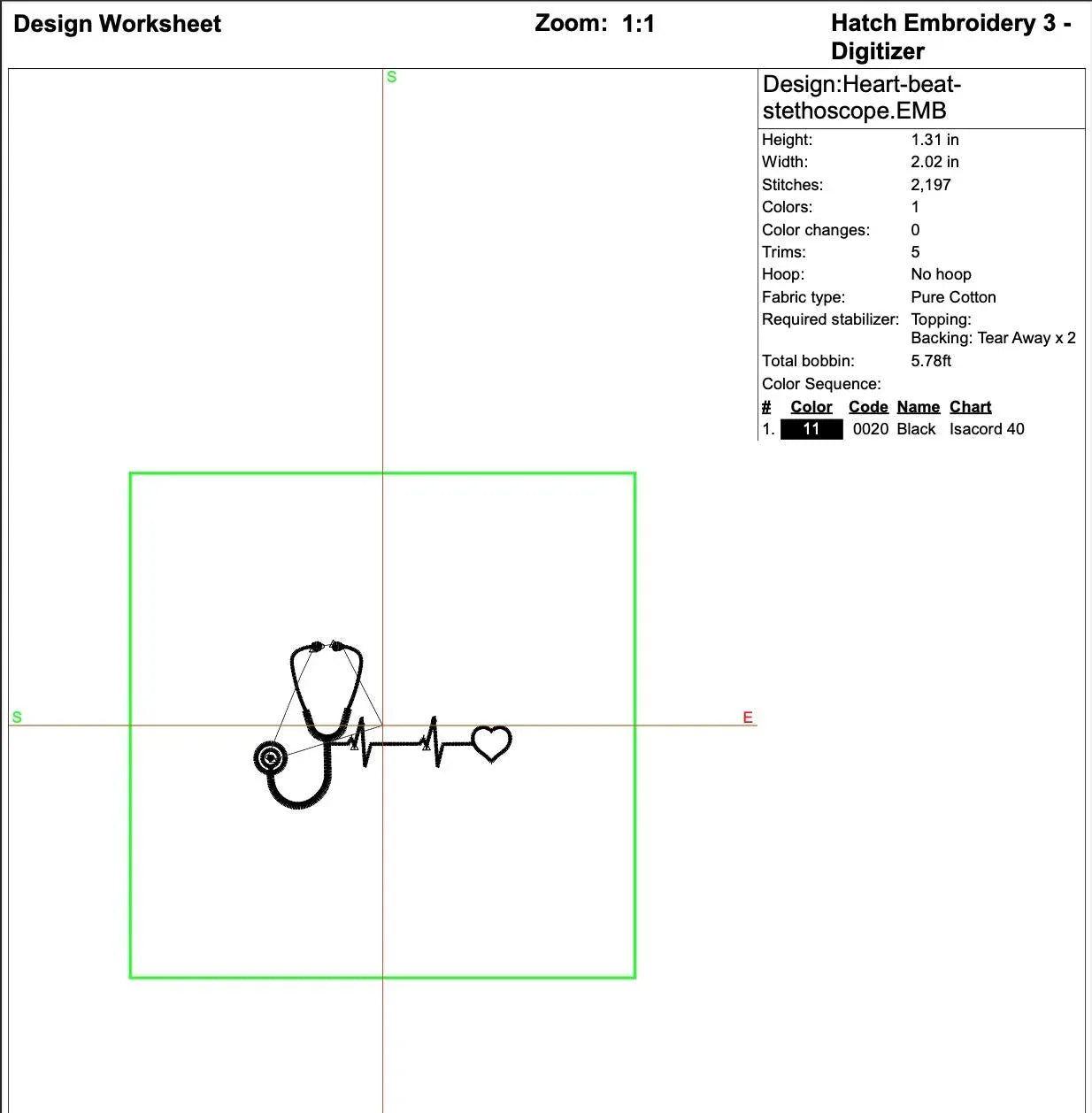 Stethoscope Heartbeat Line Embroidery, Nurse EKG Love Design, Mini Machine Embroidery File, 3 Sizes, Instant Download PES DST Jef - ReadTee