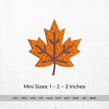 Mini Maple Leaf Machine Embroidery Design | 3 Sizes | Fall Autumn Leaf
