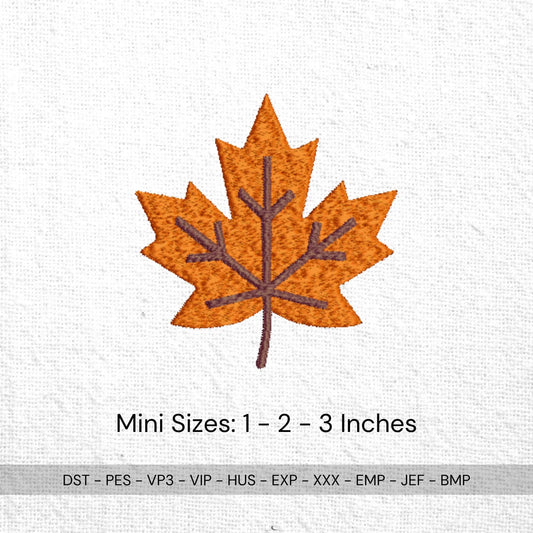 Mini Maple Leaf Machine Embroidery Design | 3 Sizes | Fall Autumn Leaf