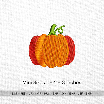 Mini Pumpkin Machine Embroidery Design - 3 Sizes