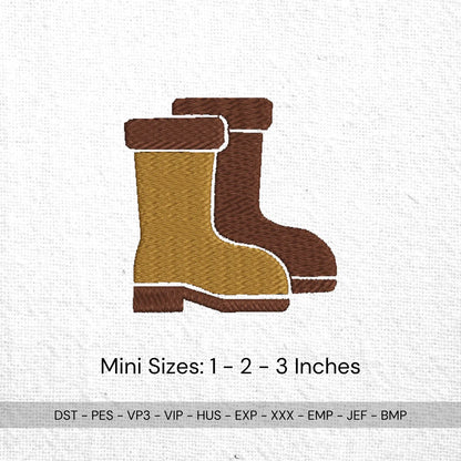 Mini Rain Boots Machine Embroidery Design - 3 Sizes