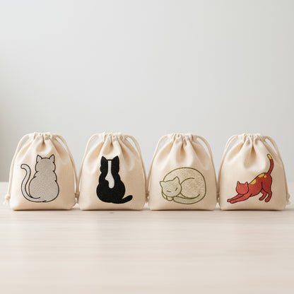 Mini Cat Embroidery Design Set, Small Kitten Machine Embroidery Pattern, Pocket Cat Machine Embroidery File