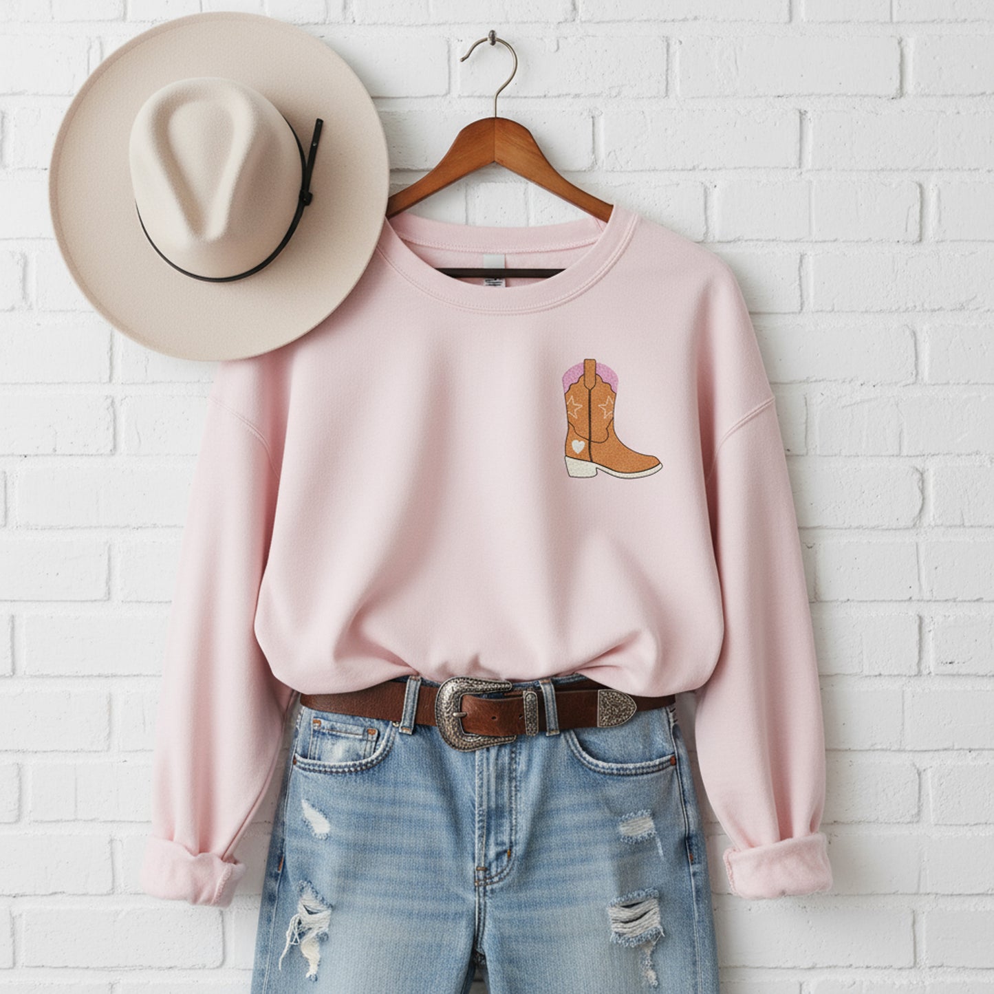 Cowboy Boot Embroidery Design | Pink Western Boot Stitch File