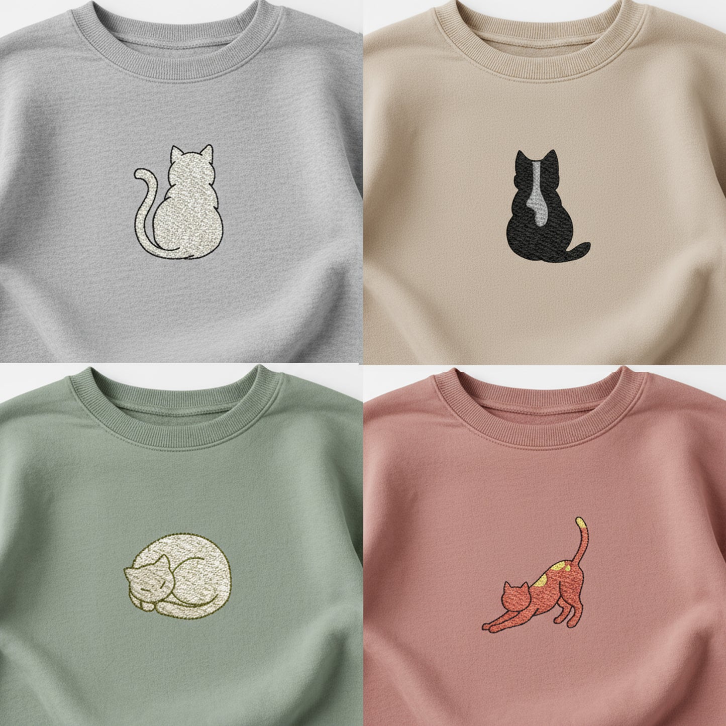 Mini Cat Embroidery Design Set, Small Kitten Machine Embroidery Pattern, Pocket Cat Machine Embroidery File