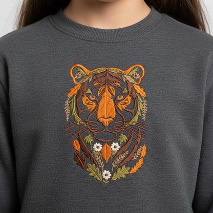 Tiger Machine Embroidery Pattern | Floral Autumn Tiger Head Design