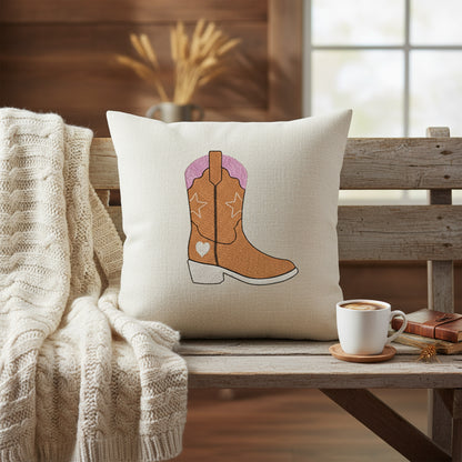 Cowboy Boot Embroidery Design | Pink Western Boot Stitch File