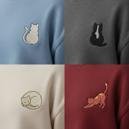 Mini Cat Embroidery Design Set, Small Kitten Machine Embroidery Pattern, Pocket Cat Machine Embroidery File