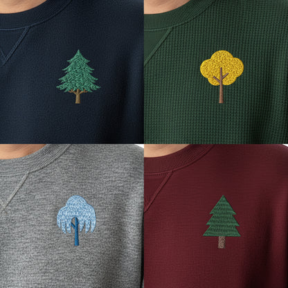 Mini Tree Embroidery Design Set, Small Forest Tree Pattern, Nature PES DST Exp Jef Machine Embroidery Files, Woodland Decor Stitch