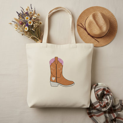 Cowboy Boot Embroidery Design | Pink Western Boot Stitch File