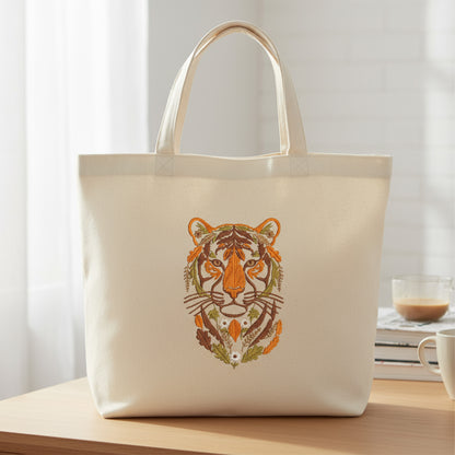 Tiger Machine Embroidery Pattern | Floral Autumn Tiger Head Design