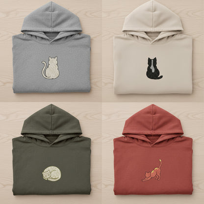 Mini Cat Embroidery Design Set, Small Kitten Machine Embroidery Pattern, Pocket Cat Machine Embroidery File