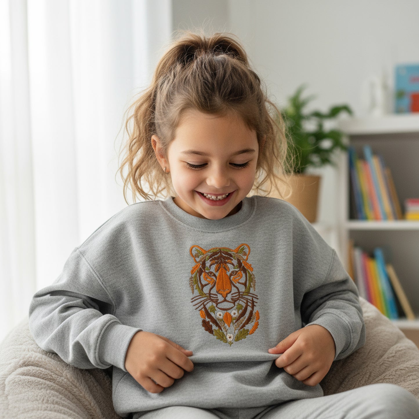 Tiger Machine Embroidery Pattern | Floral Autumn Tiger Head Design