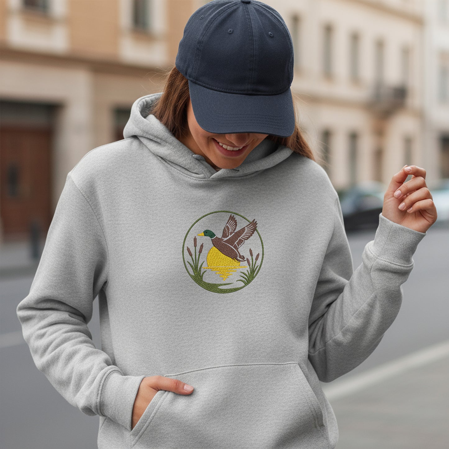 Mallard Duck Embroidery Design, Flying Duck Machine Embroidery File