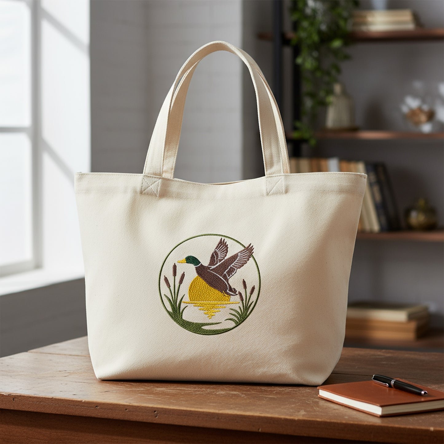 Mallard Duck Embroidery Design, Flying Duck Machine Embroidery File