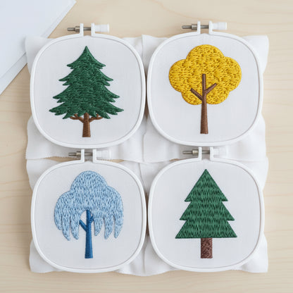 Mini Tree Embroidery Design Set, Small Forest Tree Pattern, Nature PES DST Exp Jef Machine Embroidery Files, Woodland Decor Stitch