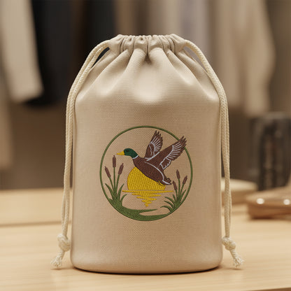 Mallard Duck Embroidery Design, Flying Duck Machine Embroidery File