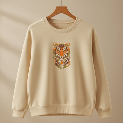 Tiger Machine Embroidery Pattern | Floral Autumn Tiger Head Design